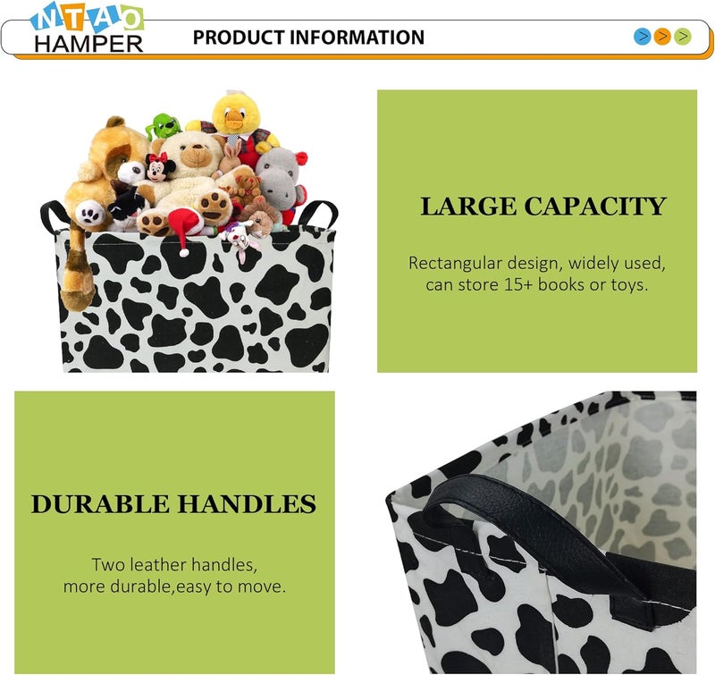 NTAOHAMPER Rectangular Cow Storage Basket, Waterproof Cowprint Box with Handles, Room Decor, Gift Basket for Cow Lovers, Collapsible Storage Bin(Cow) - Image 5